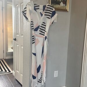 Short sleeve maxi dress tie waist